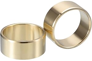 HiPicco Sleeve Bearing, 1" Bore x 1-1/4" OD x 1" Length Cast Brass Self-Lubricating Bushing Plain Shaft Bearings 2 Pack