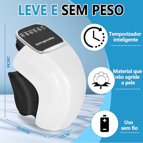 Articure Joelho, Envoltório com 3 Padrões de Calor Ajustáveis, Intensidade, Massageador Eletrico, Joelho Sem Fio, Massageador de Pé，Vibração Elétrica, Joelheira