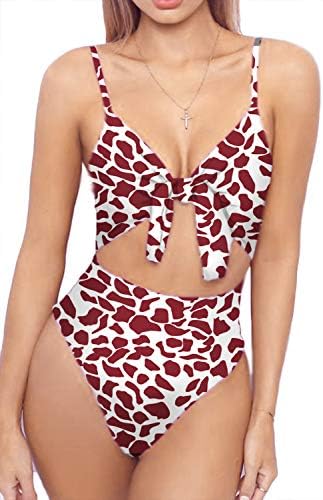LEISUP Womens Spaghetti Strap Tie Knot Front Cutout High Cut One Piece Swimsuit