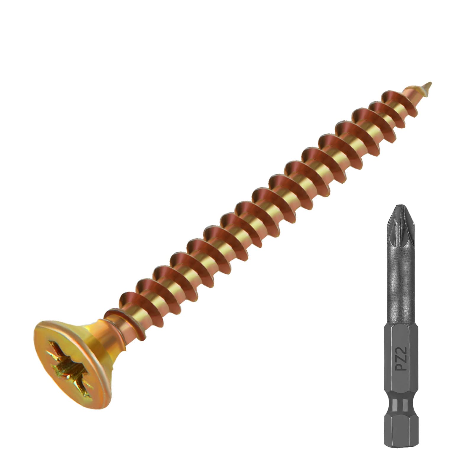 ASelected 250pcs(1KG) wood screws M5 (5mm X 50mm) Gold For Wood Chipboard,Home DIY Constructing Repair — image 1