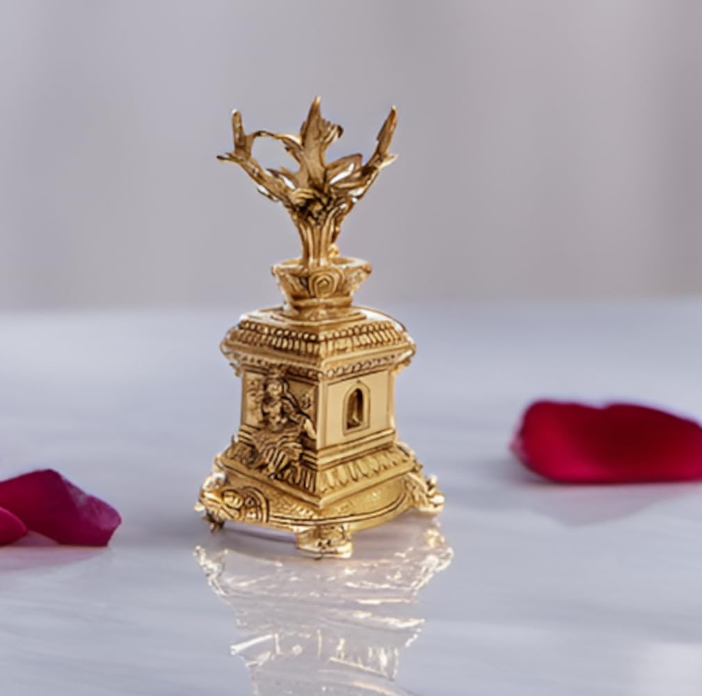 Purpledip Tulsi (Thulasi) Saligram Plant In Pure Solid Brass For Home, Temple (10660)