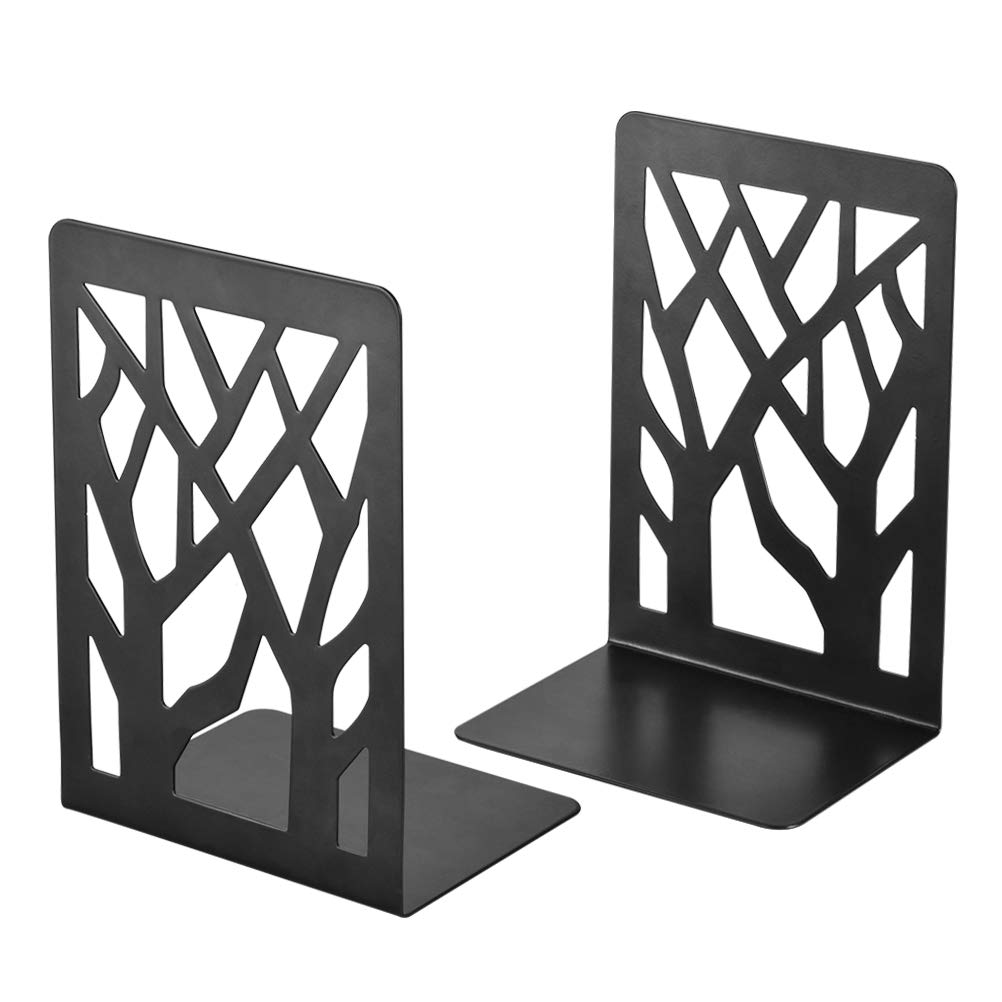 Book Ends, Bookends Heavy Duty, INNÔPLUS Book End Holder for Shelves, Metal Bookend for Office and School, Decorative Tree Unique Design Book Stopper for Gift, Book Binder and Dividers — image 1