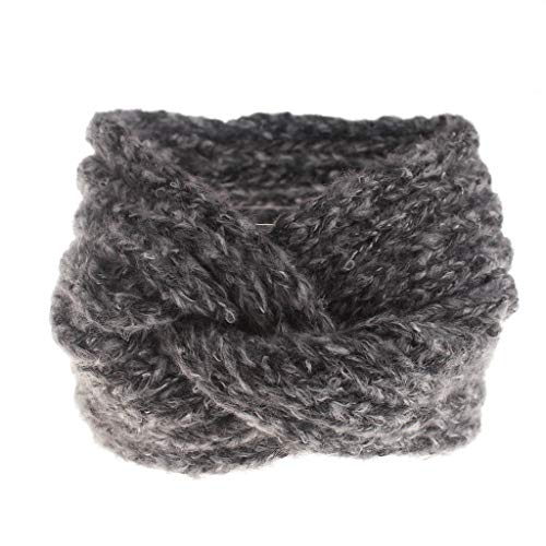 Pongfunsy Women Girls Headband, Women Winter Cross Braided Headband Knitted Twist Headband Warmer Head Wraps Headwear (Gray)