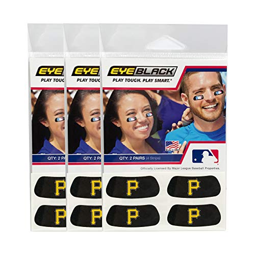 EyeBlack (12 Strips - Major League Baseball Teams MLB Eye Black Anti Glare Strips, Great for Fans & Athletes on Game Day, Sports Teams (Pittsburgh Pirates)