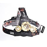 JUDYelc 2017 Newest 5400 Lumens Professional LED Headlamp 4 Modes Bright Headlights with Rechargeable Battery Powered Waterproof Helmet Light for Camping Running Hiking and Reading Outdoor Sports