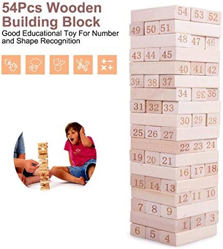 Wooden Tower Game Digital 54 Pcs Building Blocks Toy Kids Educational Toy Puzzle Games