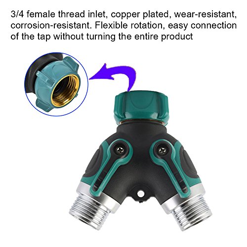 Garden Hose Splitter, FOME 2 Way Hose Connector Splitter Y Hose Splitter with 3/4 Connector Expandable Water Hose Multi-Function Spray Nozzle Double Latex Pipe 2 Way Y Hose Splitter for Home Garden