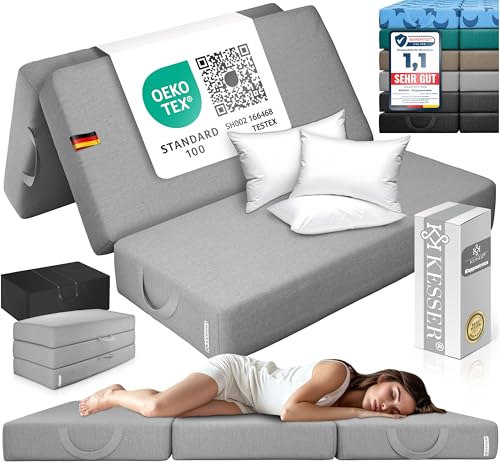 KESSER® Klappmatratze 160 x 195 x 15 cm Gästematratze 3-Fach faltbar zum Sitzhocker Faltmatratze Schaumstoff 25kg/m³ extra dick 15cm atmungsaktiv wasc