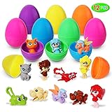 Easter Eggs Toys, 12 Pieces DIY Mini Assembling Block Toys Pre-filled in Easter Eggs; Assorted Cartoon Collection for Easter Theme Party Favor, Easter Eggs Hunt, Basket Filler, Classroom Prize Supplies.