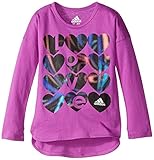 adidas Little Girls' Toddler Long Sleeve Girly Tee Shirt, Bright Purple, 2T