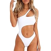 YELAIVP Women's Cutout One Piece Swimsuit Sexy One Shoulder High Cut Bathing Suit Bikini