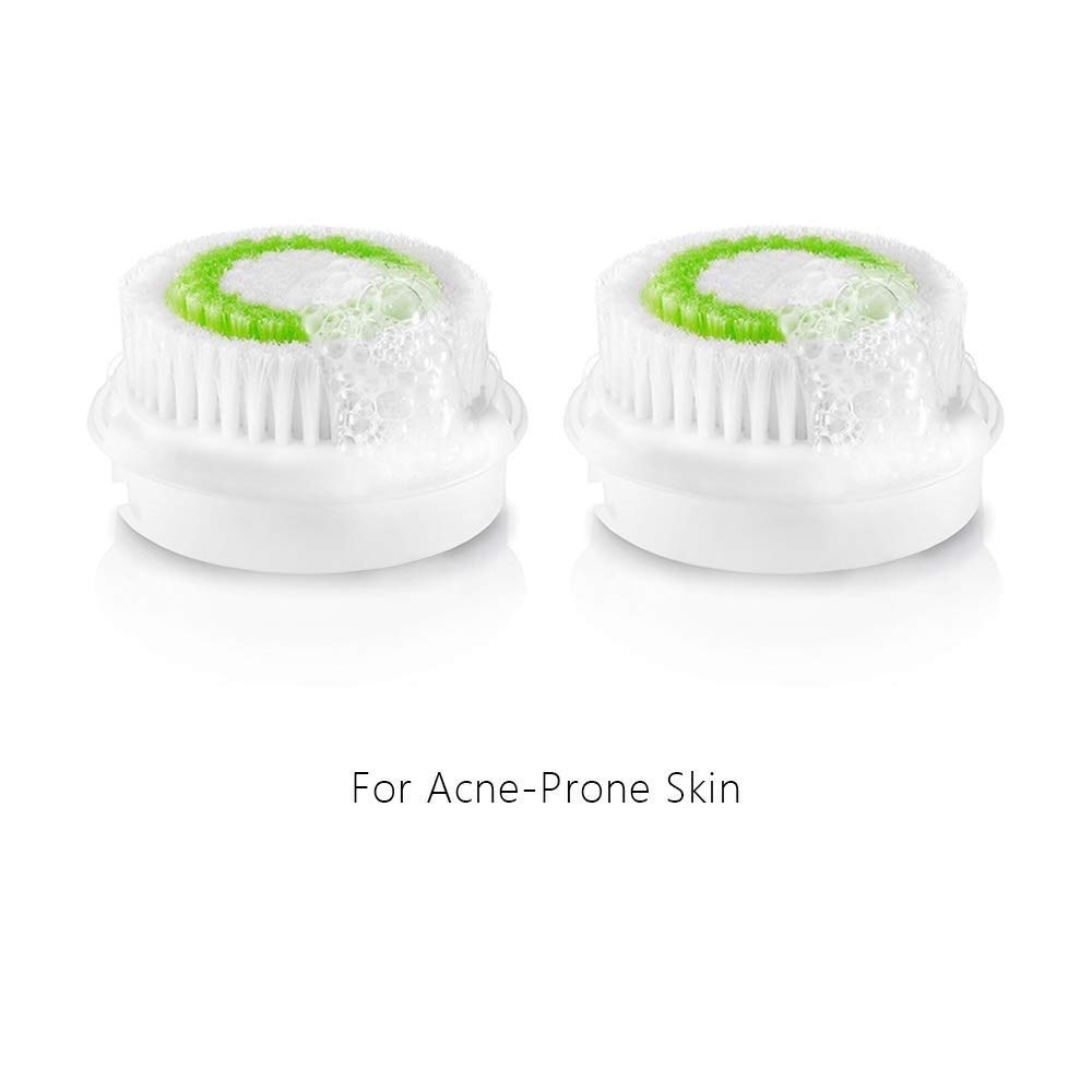 Replacement Facial Cleansing Brush Heads, Facial Cleansing Brush Head, Exfoliator Facial Brush Heads, for Acne Prone, Clogged and Enlarged Pores Skins (Green/2 Pack): Beauty