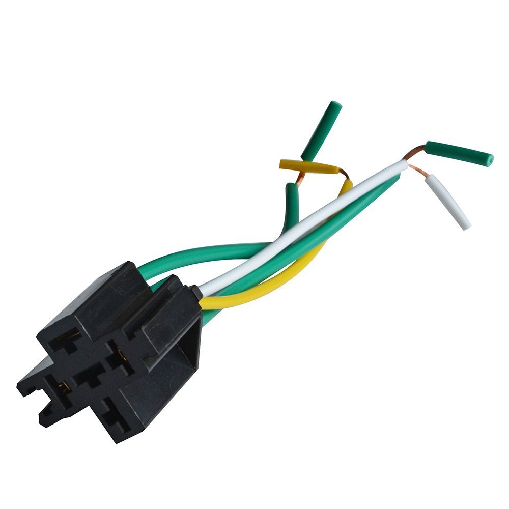 KANGQP 5 Pack 40/30 AMP 12V DC 5 PIN SPDT Automotive Waterproof Relay Set 12 AWG Hot Wires Style Car Relays Interlocking Block Socket Holder + Pigtails Wire Harness(1 Year Warranty)