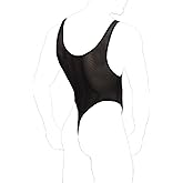 Faringoto Men Undershirts Sexy Mesh Lace See Through Bodysuits Pouch T-back Gay Jumpsuits Leotard Vest Slip Underwear