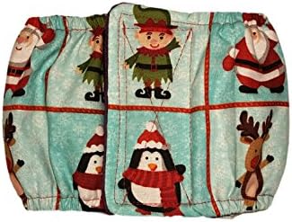 Male Dog Diaper - Made in USA - Christmas Santa and Friends Washable Dog Belly Band Male Wrap, M for Territorial Marking, Excitable Peeing and Urinary Incontinence