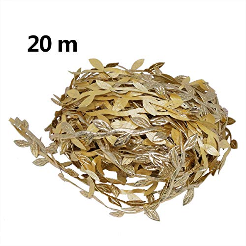 levylisa 21.8 YardsÂ Golden Leaf Trim Leaves Ribbon Metallic Trim Wedding Hair Band Making,Gold Leaves Ribbon Trim for Wedding, Crafting, Scrapbooking, Card Making, Embellishment Christmas Wreath Part