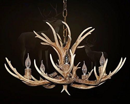EFFORTINC Antlers Vintage Style Resin 5 Light Chandeliers, American Rural Countryside Antler Chandeliers,Living Room,Bar,Cafe, Dining Room Deer Horn Chandeliers