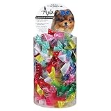 Aria Satin Acecate Dog Bows Canister, Triple Ribbon, 100-Pack