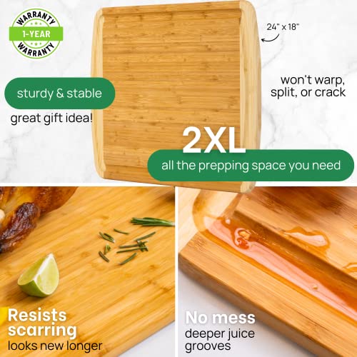 24 x 18 Inch XXL Extra Large Bamboo Cutting Board Wooden Carving