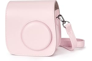 Phetium Protective Case Compatible with Instax Mini 7+ 7s 7c Instant Film Camera/Polaroid PIC-300, Premium Vegan Leather Bag Cover with Removable Strap (Blush Pink)