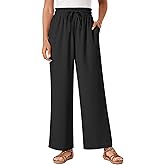 AKEFUN Womens Palazzo Pants Wide Leg High Waist Flowy 2026 Casual Summer Linen Beach Loose Comfy Boho Pants with Pockets