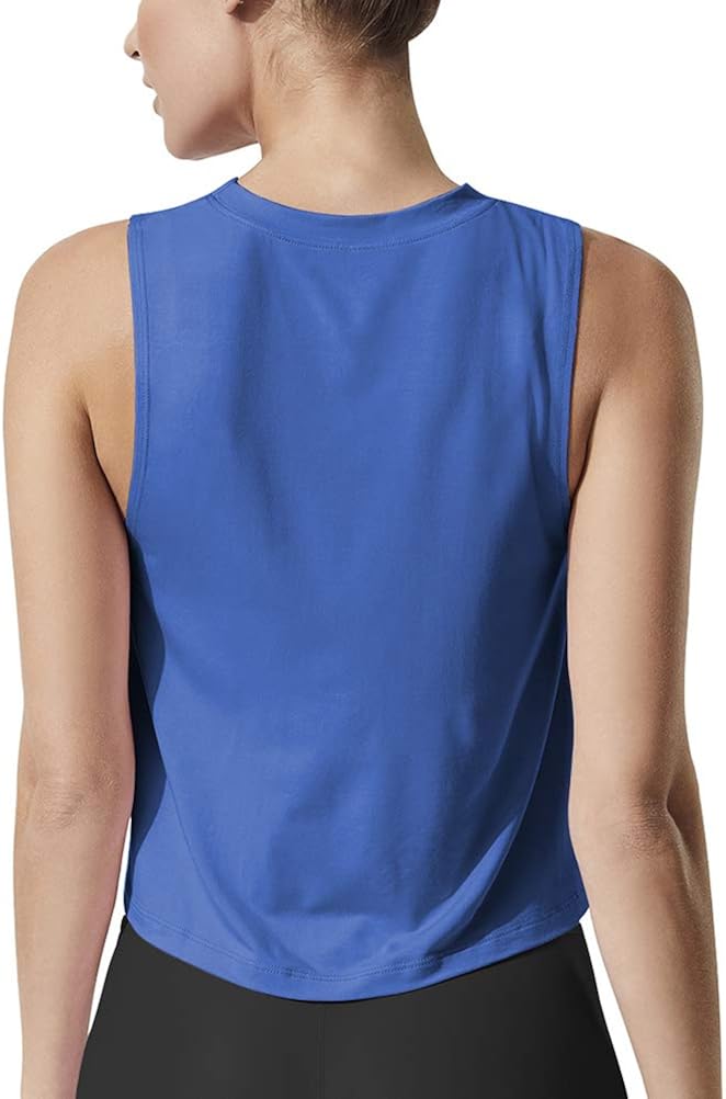 Mippo Women's Crop Tops High Neck Flowy Muscle Tank Sleeveless Workout Shirts at  Women’s Clothing store