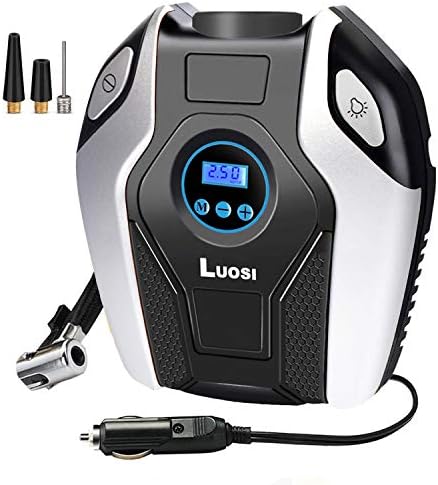 LUOSI Portable Air Compressor Pump 12V DC 150 PSI Auto Digital Tire Inflator Tire Pump (Silver)