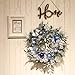 Teresa's Collections Pre-Lit 24 Inch Winter Land Silver and Blue Christmas Wreath with Ball Ornaments,Snowflakes,Pine Cones,Ribbons and Flowers,Battery Operated 20 LED Lights