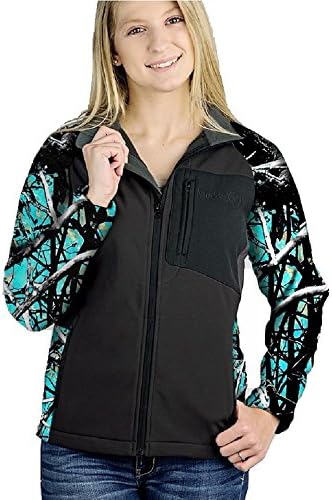 Muddy Girl Moonshine JP Camo Ladies Womens Zipper Hardshell Jacket Coat Black
