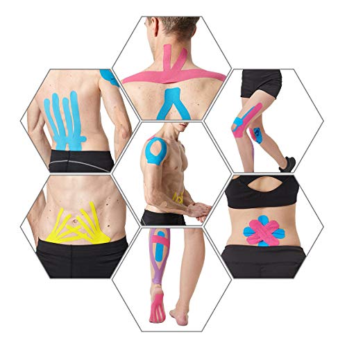 MUEUSS Kinesiology Tapes Waterproof Hypoallergenic Breathable Elastic Roll for Knee Ankle Muscles Elbow Shoulder Latex Free 16.5 ft Uncut (Blue, 1 pc/Set) - Thumbnail 5