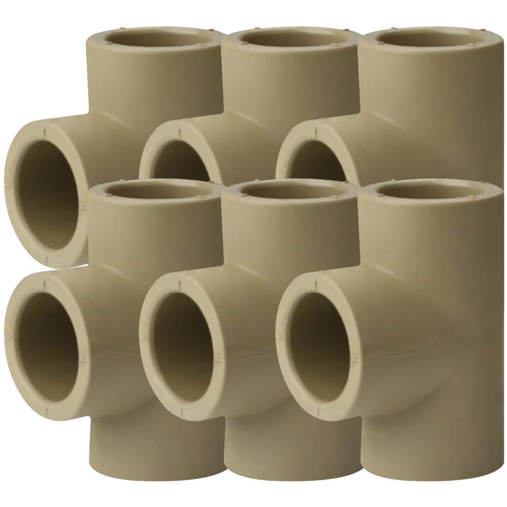 YOFASEN Water Pipe Connectors - 25mm PPR Tee 3 Way Water Pipe Tube Adapter Connectors,6 Pcs