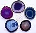 JIC Gem Mixed Color Agate Coasters Set of 4, Dyed Crystal Coaster for Drinks, Geode Coasters with Gold Edge, with Rubber Bumper,Agate Slice Stone Coasters for Coffee Table,Home Decor (3－4