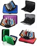 Set of 6 Aluminium Metal Credit Card Wallet Holder/Moneybag Storage- Prevent Identity Theft by Blocking RFID Scanning of your Credit cards (Assorted Colors) Size 11x7x5.2cm