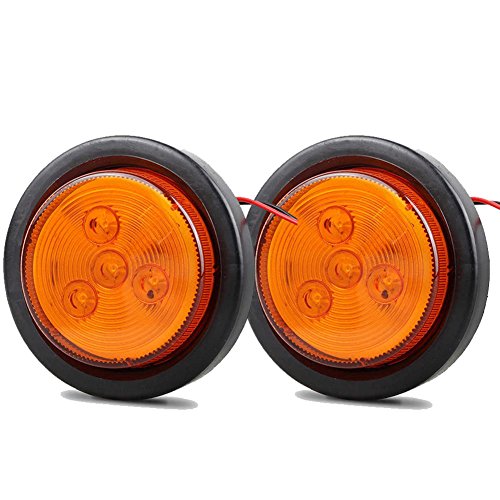 NEW SUN 2.5" Round LED Marker Lights RV Boat Trailer Lights Sealed Lens Amber LED Clearance 4 Diodes 12V 2Pack - Thumbnail 3