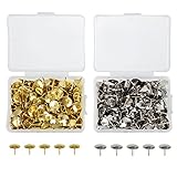 Shappy 400 Pieces Thumb Tacks Drawing Pins Pushpins Thumbtacks for Office or DIY, 10 mm Head, Silver and Brass Tone
