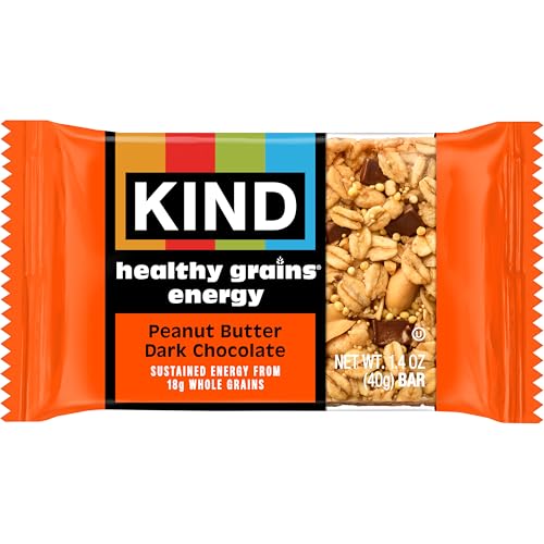KIND HEALTHY GRAINS ENERGY BARS, PEANUT BUTTER DARK CHOCOLATE, 18G WHOLE GRAINS, MADE WITH SUPER GRAINS, GLUTEN FREE SNACKS, 5 CT, 7.1OZ