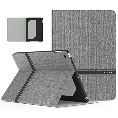 MoKo Case for iPad 2017 9.7 Inch - Premium Light Weight Shock Proof Stand Folio Cover Protector for Apple New iPad 9.7 Inch 2017 Release Tablet, Light Gray (with Auto Wake / Sleep)