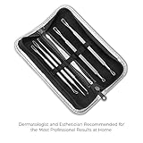 BLEMISH SPECIALIST Blemish Remover Kit with Case & Mirror - 6 Extractor Tool Set by Brilliant Beauty - Treatment for Acne Pimple Blackhead Whitehead Popping Removal for Nose & Face