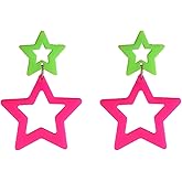 Colorful 80s 90s Neon Star Earrings for Women Retro Glow Party Costume 80s 90s Acrylic Dangle Earrings Outfit
