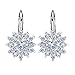 BAMOER 18K Rose Gold Plated Snowflake Leverback Earrings with Cubic Zirconia for Women Girls CZ Jewelry Fashion Drop Earrings 3 Style