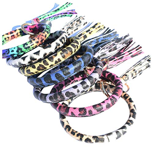 Letdown Accessories Women &Girls Wristlet Keychain Bangle Tassel Ring Circle Key Ring Leather Bangle Under 5 Dollars for Lovers - Thumbnail 3