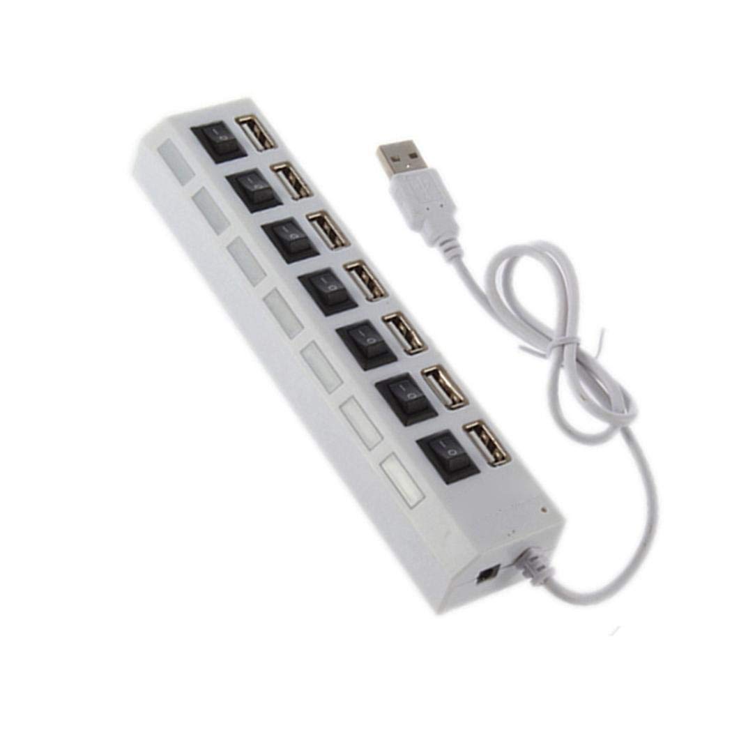 Junio1 7 Puertos LED Adaptador USB Hub Interruptor de Encendido/Apagado para PC portátil Hubs USB