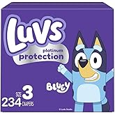 Luvs Size 3 Baby Diapers, Platinum Protection Bluey Diapers for Day & Night, Size 3, 234 Count (Packaging May Vary)