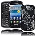 Bastex Rubberized Hard Snap-On Case for Samsung Stratosphere i405 / Galaxy Metrix 4G - Black & Silver Flowers