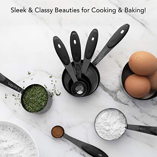 image for Country Kitchen 8-Piece Gunmetal Measuring Cups and Measuring Spoon Se