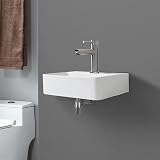 Ibergrif M41101 White Ceramic Rectangle Vessel Sink Wall Mounted 375x262mm view 2