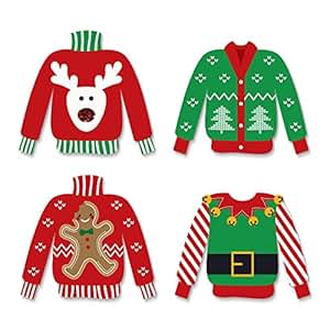 Amazon.com: Ugly Sweater - DIY Shaped Holiday &amp; Christmas Cut-Outs - 24 Count: Toys &amp; Games