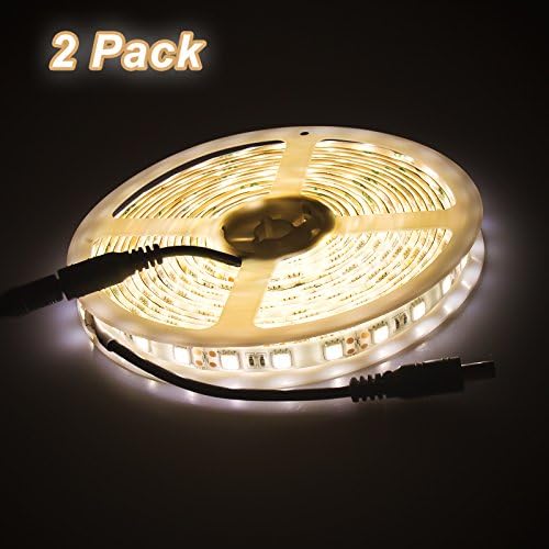 Alanda Flexible LED Strip Lights 16.4ft 12V 300 LEDs LED Tape, DIY Christmas Holiday Indoor Party Home Kitchen Car Bar Decoration Warm White 2 Pack