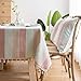 LINENLUX Striped Cotton Linen Tablecloth/Table Cover with Tassel Blue Pink Rectangle/Oblong 55 X 70 in