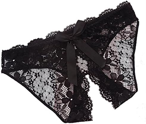 CISSETINA Women's Sexy Lace Embroidered Thong Panties (A0022-Black)